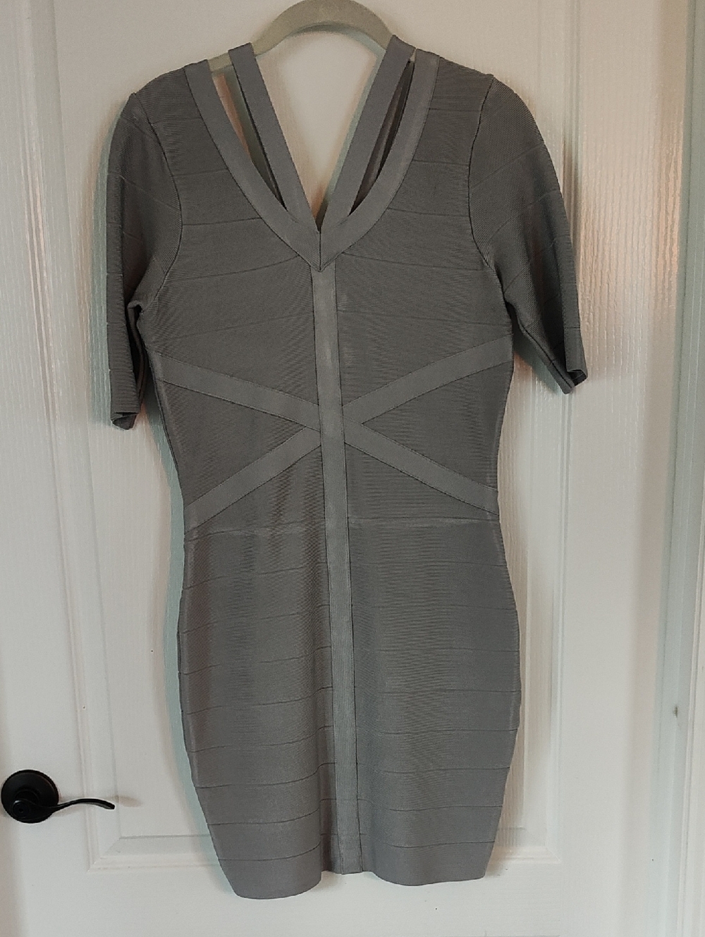 VENUS Grey Bandage Bodycon Dress with V-Neck Cutouts